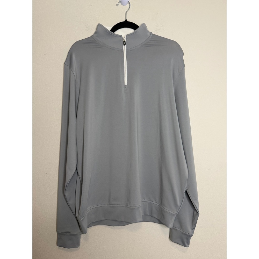 Deolax Men's Quarter Zip Pullover Light Grey Athletic Golf Performance Shirt L